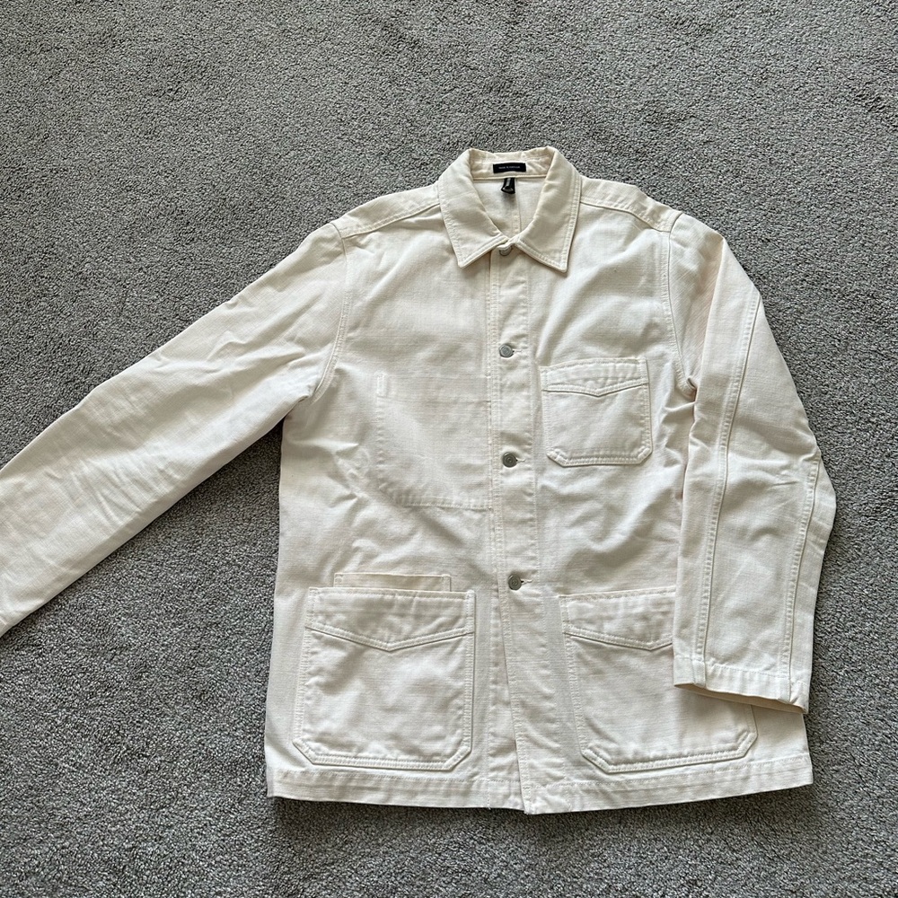 Drakes Cream Canvad Chore Jacket 42